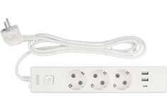 Удлинитель сетевой Power Cube PC-5-2M 3р с/з вык., 3USB, 3500 Вт, 16А, 1.9 м, 3*1,0 (белый)