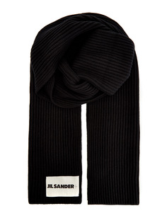 Объемный шарф из шерсти с контрастной нашивкой Jil Sander