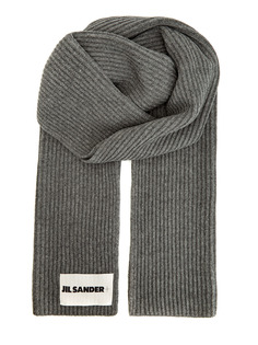 Шарф-oversize из шерсти английской вязки с патчем Jil Sander