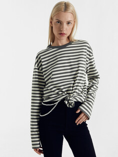 Джемпер женский в цвете хаки с молочной полоской Mark Formelle