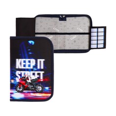 Пенал 1 секция 140 х 210 х 40 мм, откидной карман и косметичка, тканевый, calligrata top content