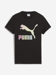Футболка для девочек PUMA Classic Shiny Color Logo, Черный