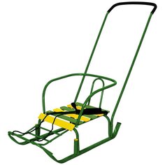 Санки Тимка 3, Т3, ступенчатая подножка, ручка 2 положения, зеленые, Nika