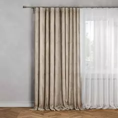 Штора на ленте Бархат пралине 200x280 см цвет бежевый Без бренда