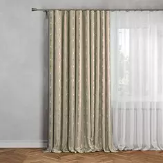 Штора на ленте Макраме 160x260 см цвет оливковый ПАВЛОВО ПОСАДСКИЙ ШЕЛК