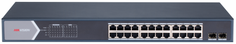 Коммутатор HIKVISION DS-3E1526P-SI L2, Смарт-управляемый, 24 1000M RJ45 PoE-порт, 2 Gigabit combo порт, 802.3af/at, бюджет PoE 370W