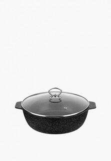 Сотейник Elan Gallery 4,5 л 28 см ГАРМОНИЯ ВКУСА Черный мрамор с крышкой