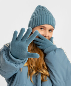 Перчатки вязаные синие детские Button Blue (14)