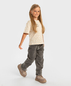 Джинсы Carrot fit утепленные серые для девочки Button Blue (104)
