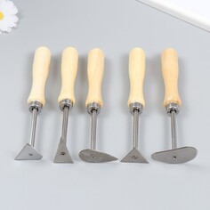 Инструмент для моделирования керамических изделий дерево, металл набор 5 шт 18 см Арт Узор