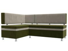 Диван кухонный угловой Стайл левый Микровельвет Зеленый Бежевый Bravo