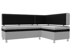 Диван кухонный угловой Стайл правый Экокожа Белый Черный Bravo