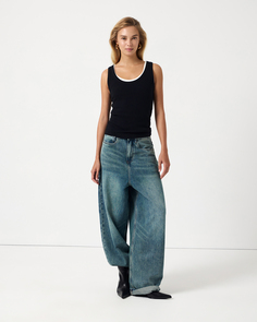 Джинсы Baggy Balloon BG304 синего цвета c винтажным эффектом