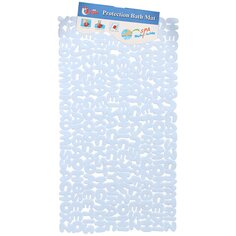 Коврик противоскользящий для ванной, 0.68х0.03 м, светло-голубой, A090004