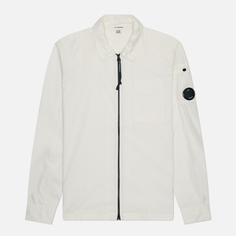 Мужская рубашка C.P. Company Organic Gabardine Zipped Overshirt, цвет белый
