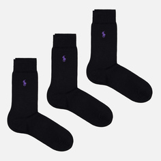 Комплект носков Polo Ralph Lauren Mercerized Cotton 3-Pack, цвет чёрный