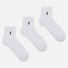 Комплект носков Polo Ralph Lauren Quarter 3-Pack, цвет белый