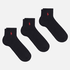 Комплект носков Polo Ralph Lauren Quarter 3-Pack, цвет чёрный