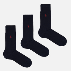 Комплект носков Polo Ralph Lauren Egyptian Cotton Rib Crew 3-Pack, цвет синий