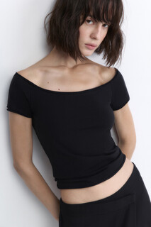 блузка женская Футболка off-shoulders с имитацией второго слоя Befree