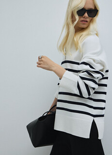 Джемпер в полоску, Белый Ostin