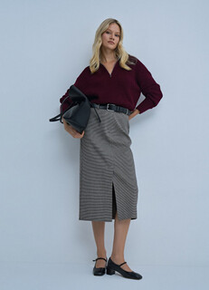 Прямая юбка миди, Бежевый Ostin