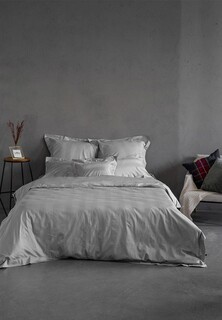 Постельное белье Евро Bellehome Lamoda Exclusive страйп-сатин Silver