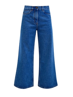Джинсы Wide Leg из окрашенного вручную денима с кожаной нашивкой Etro