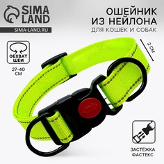 Ошейник из нейлона с фастексом 2 см, ош 27-40 см, зеленый Пушистое счастье