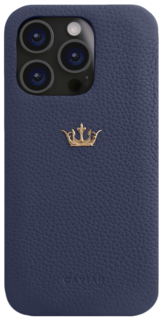 Caviar Чехол Leather Fine Case для iPhone 15 Pro Мах, кожа, синий