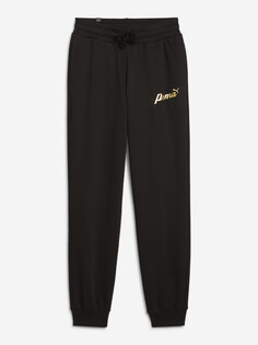 Брюки для девочек PUMA ESS+ Script Metallic, Черный