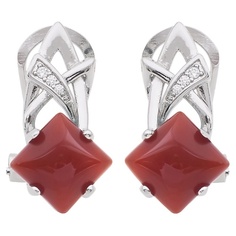 LJ Серьги с красным агатом "Нимфа", серебро