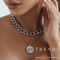Цепочка TRENDI Колье на шею чокер и цепочка двойная с подвеской дерево белый под золото