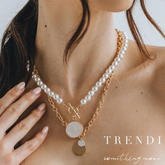 Цепочка TRENDI Колье на шею женская цепь жемчуг кулон - подвеска
