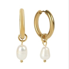 VIAMORE Серьги Leda Hoops Base Rice Pearl gold