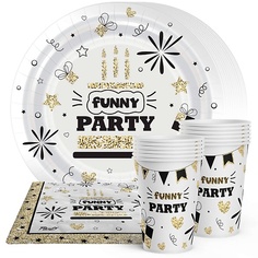 Тарелка PRIORITY Одноразовая посуда для праздника "Funny party" на 12 персон