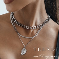 Цепочка TRENDI Колье из цепочек с подвеской тройная скол золото