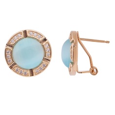 LJ Серьги с голубым кошачьим глазом "Луна"