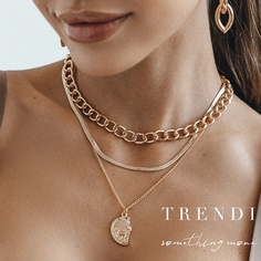 Цепочка TRENDI Колье из цепочек с подвеской тройная скол золото
