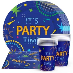 Тарелка PRIORITY Одноразовая посуда для праздника "It`s party time" на 12 персон