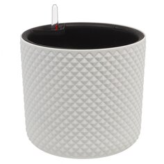 Кашпо пластик, 6.2 л, 22х22х20 см, автополив, со вставкой, белое, Idea, Фасет, М 3237