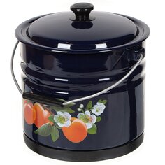 Ведро сталь, эмалированное, 10 л, с крышкой, хозяйственное, с поддоном, Керченский металлургический завод, 41315-223/6-У2