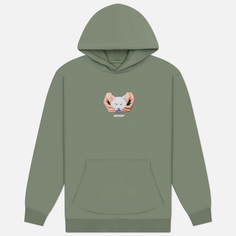 Мужская толстовка RIPNDIP Happy Kitty Hoodie, цвет зелёный