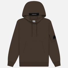 Мужская толстовка C.P. Company Diagonal Raised Fleece Lens Adjustable Hoodie, цвет коричневый