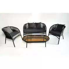 Набор садовой мебели Lazuno Lara ротанг черный стол диван и 2 кресла Без бренда