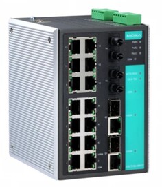 Коммутатор управляемый MOXA EDS-518A-MM-ST-T 14 x 10/100BaseTX, 2 x 100BaseFX (многомодовое оптоволокно), 2 x Combo Gigabit, разъем ST