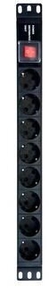 Блок розеток 19", 8 розеток NTSS NTSS-PDU-DA2030 1U, алюминий, 1ф16A, 3.7кВт, Schuko CEE 7/7, выкл. с подсв.и крыш., вх. клеммн. колодка
