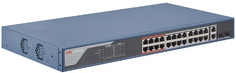 Коммутатор HIKVISION DS-3E1326P-EI L2, Смарт-управляемый, 24 10/100M RJ45 PoE-порт, 2 1000M компо-порт, 802.3af/at, бюджет PoE 370Вт, поддержка режима