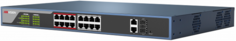 Коммутатор PoE HIKVISION DS-3E0318P-E/M(B) 16хRJ45 100M PoE с грозозащитой 6кВ/Uplink порт 1000М Ethernet/Uplink порт 1000М SFP, бюджет PoE 130Вт, про