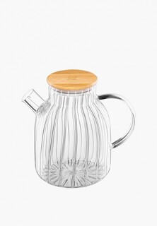 Чайник заварочный Elan Gallery 1,8 л 20х14х18,5 см Crystal glass, с ситом, с бамбуковой крышкой с металлическим дном и с силиконовым уплотнителем